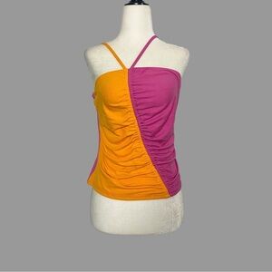 ❤️ L ❤️ NWT Anthro Dolan Tank Top Asymmetrical Ruched Color Block Colourblock